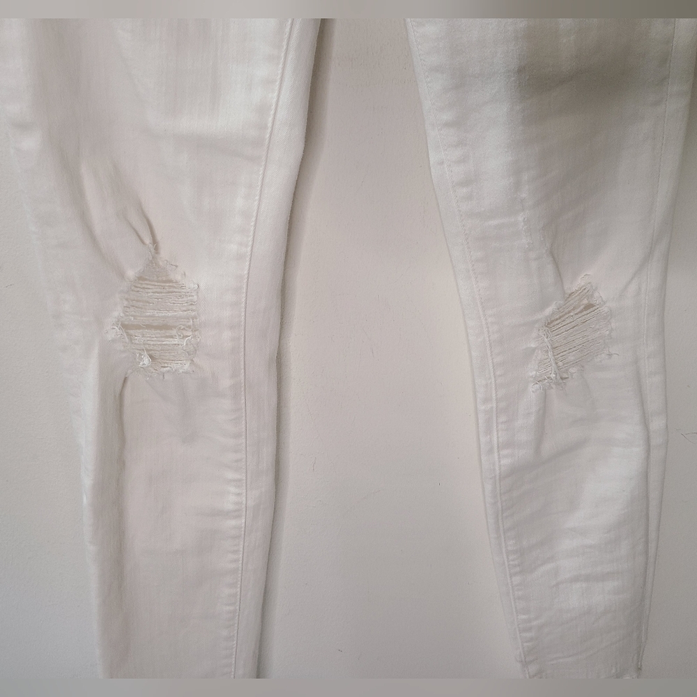 FRAME Le Skinny De Jeanne Crop Distressed Jeans in Blanc White Sz 27 - Picture 7 of 13